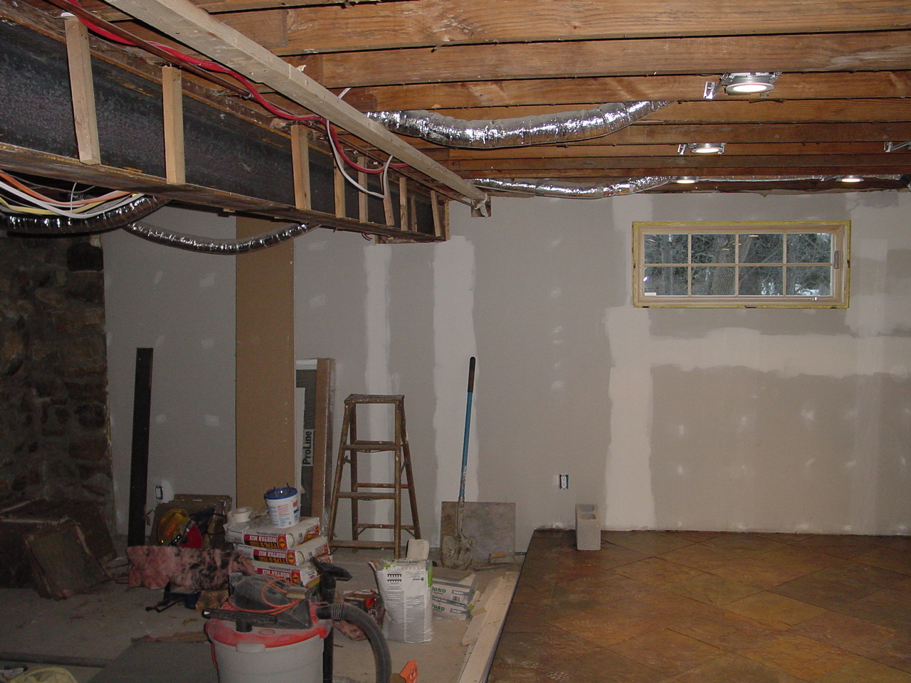 First part of floor tiled