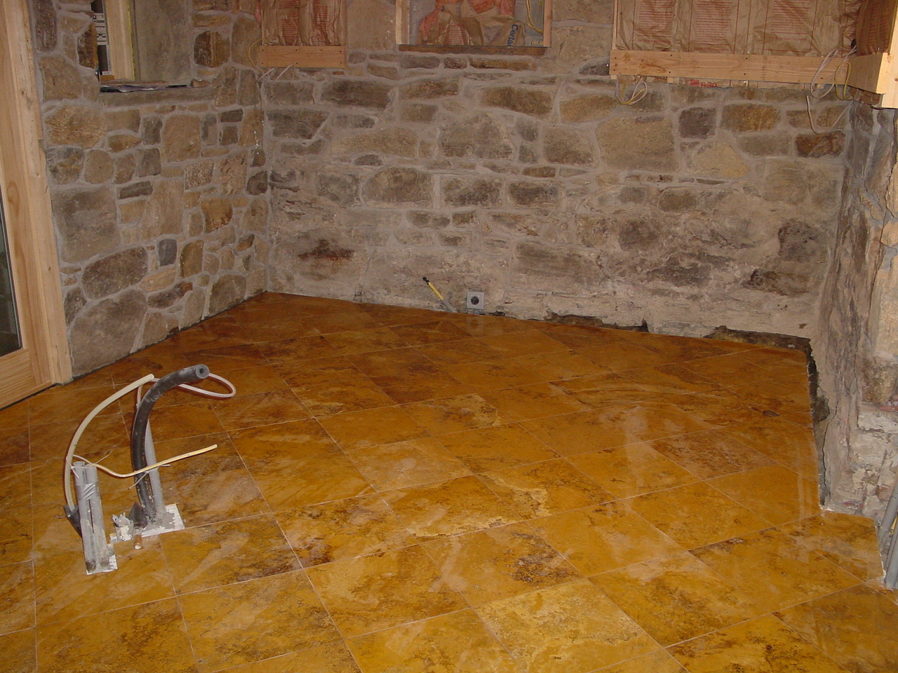 Kitchen floor grouting