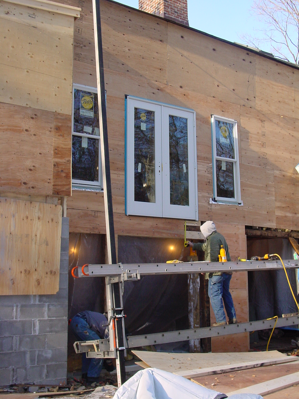 Master bedroom windows and french doors