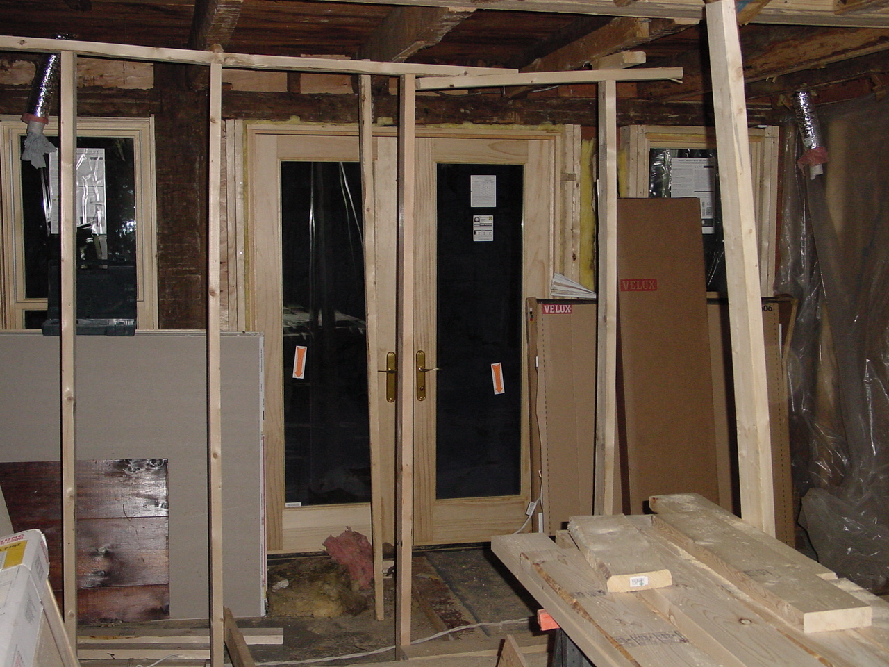 Temp walls for new beam in master bedroom