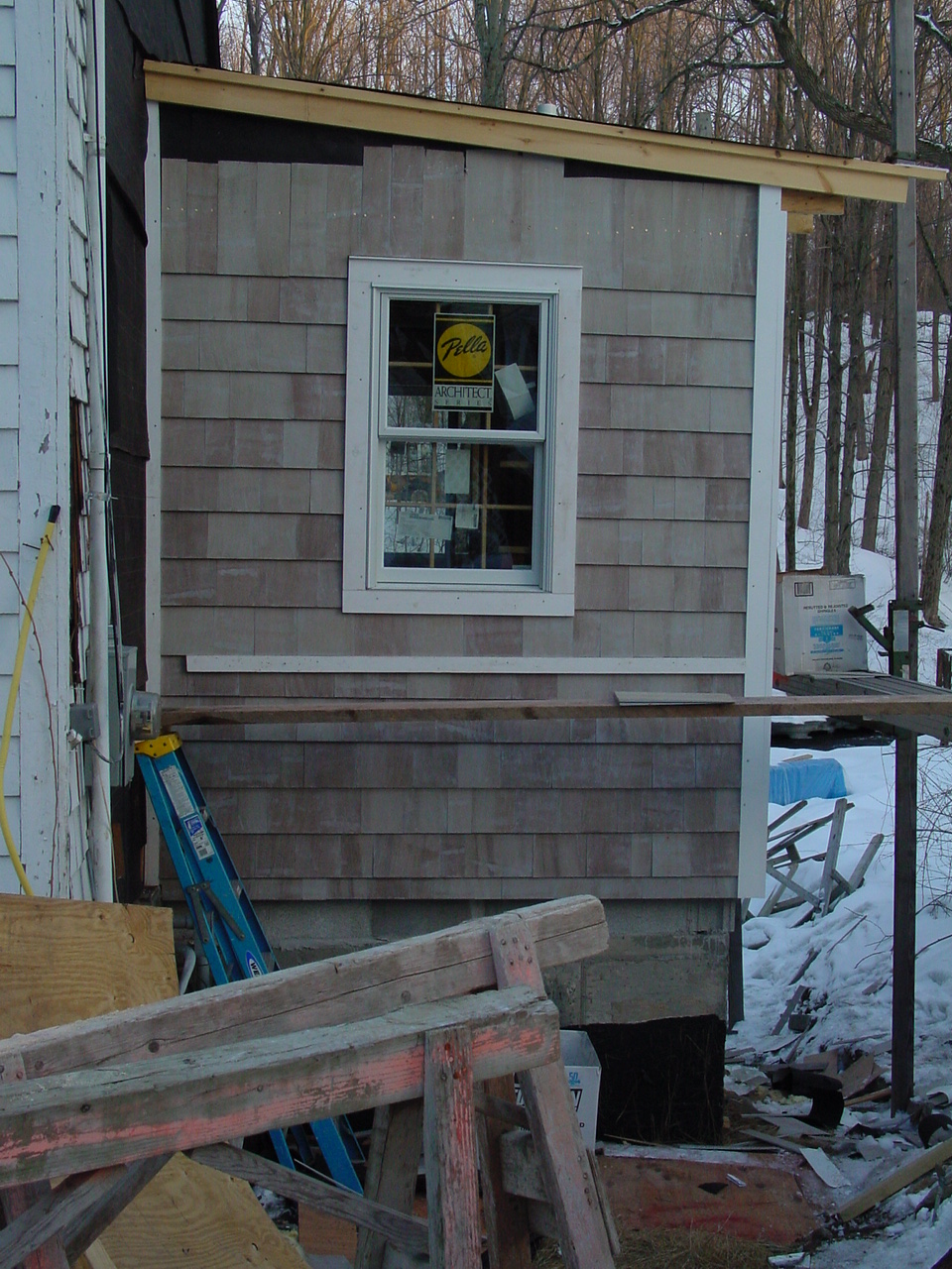 Master bath cedar shingle work