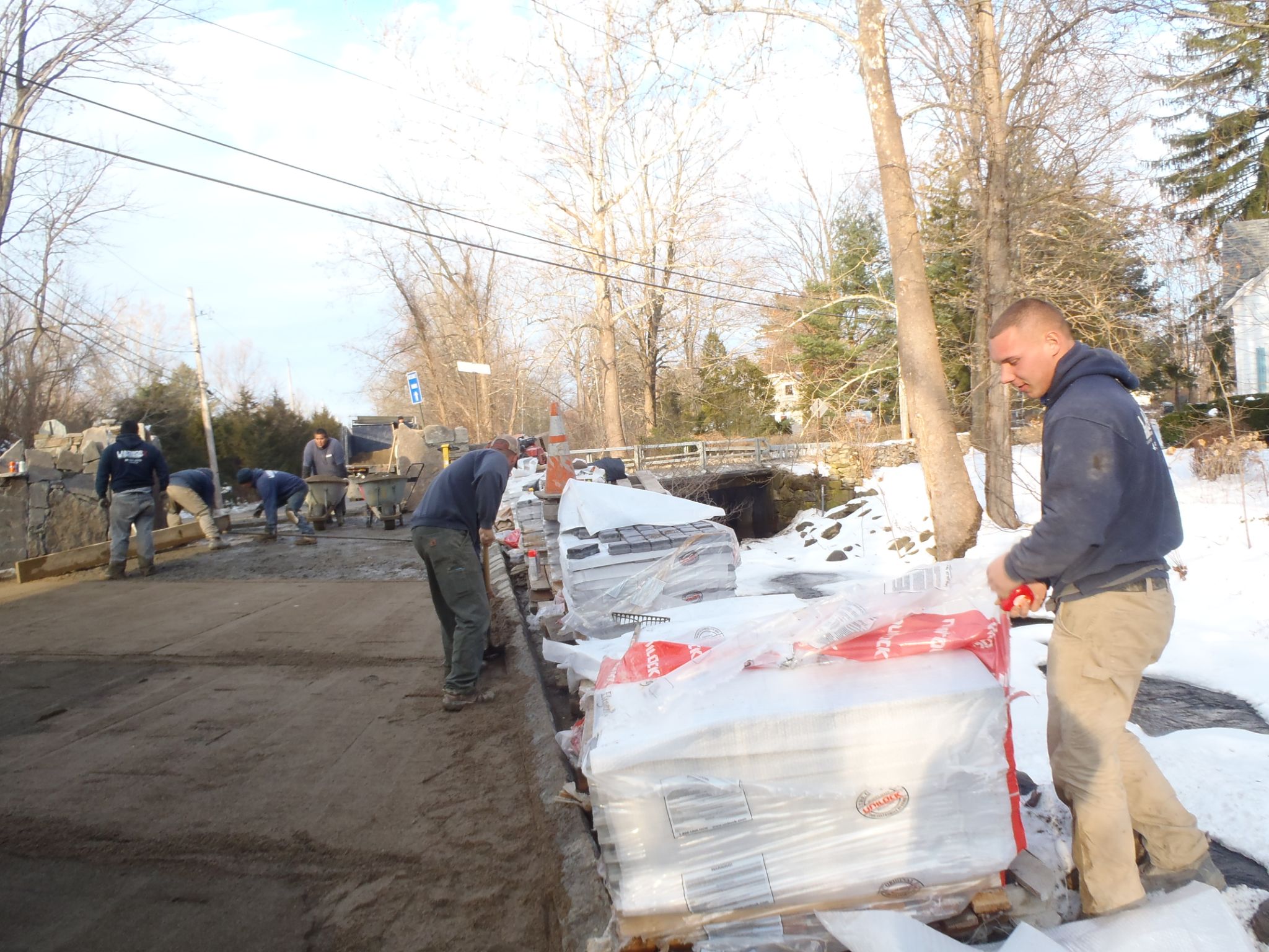 Putting sand down and staging pavers